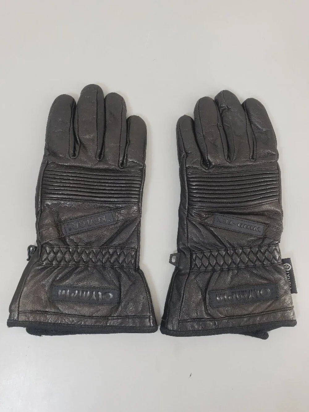 Olympia Motorcycle Gloves Blk Leather Thermolite Wind-Tex Made w Kevlar womens M